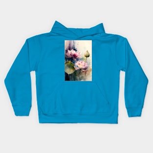 Lotus Watercolor Background Kids Hoodie